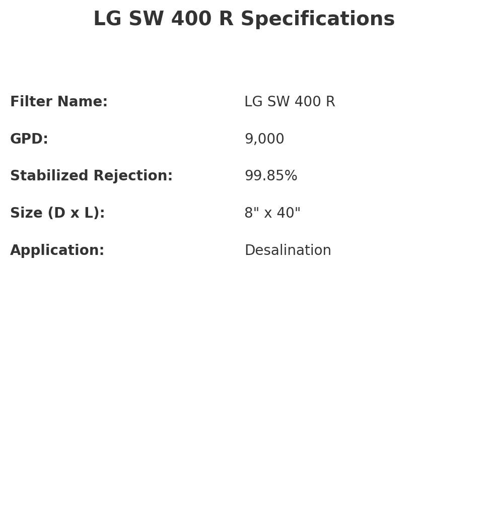 lg sw 400r 8 inch seawater ro membrane, knappro lg sw 400r desalination filter, lg reverse osmosis seawater membrane 400r