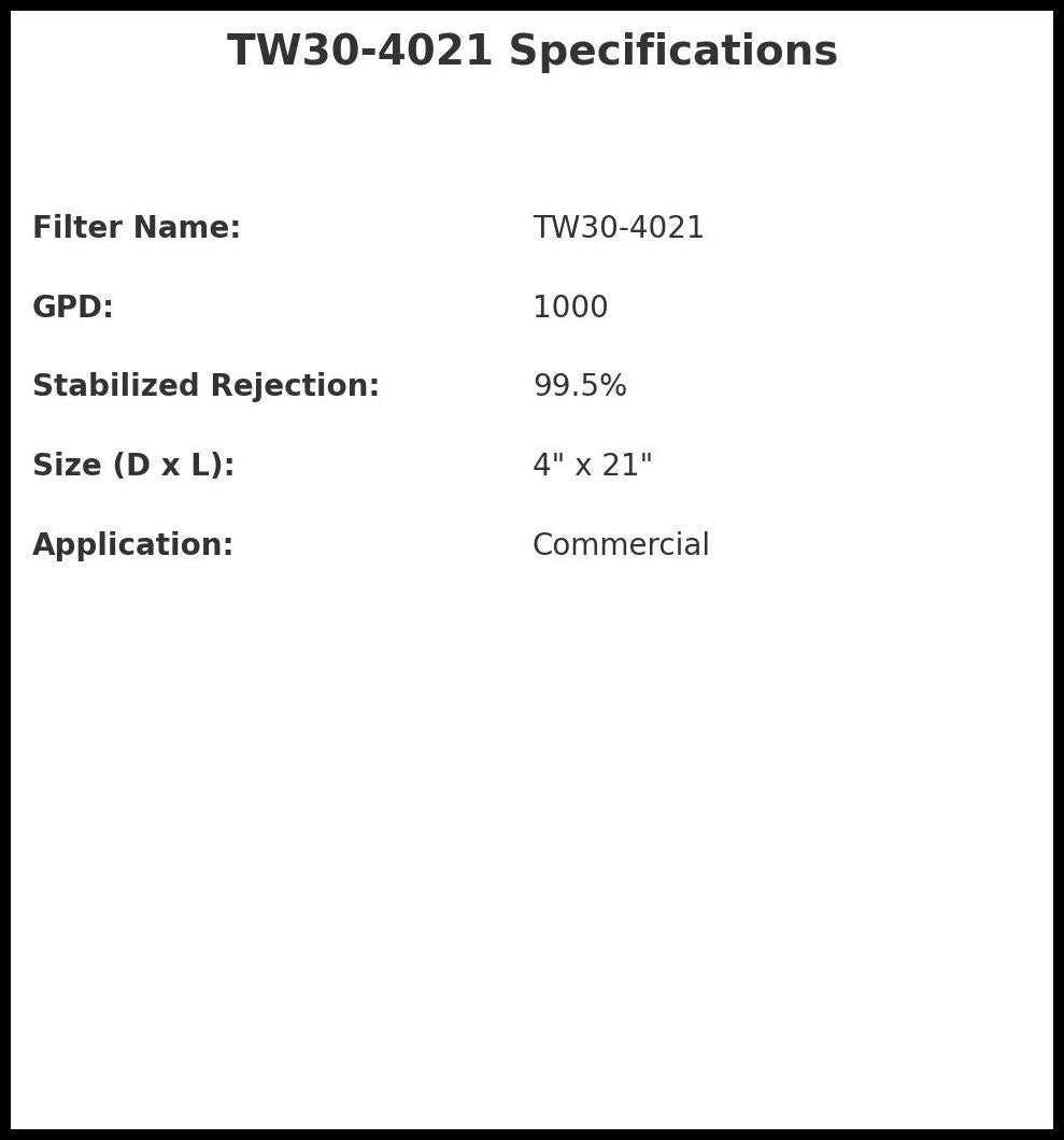 TW30 4021 4 inch reverse osmosis membrane, tap water RO filter element, KnappRO water purification membrane