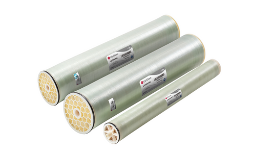 LG BW 400 R G2 8-inch brackish water RO membrane, fouling-resistant design shown in group of elements, 11500 GPD capacity.